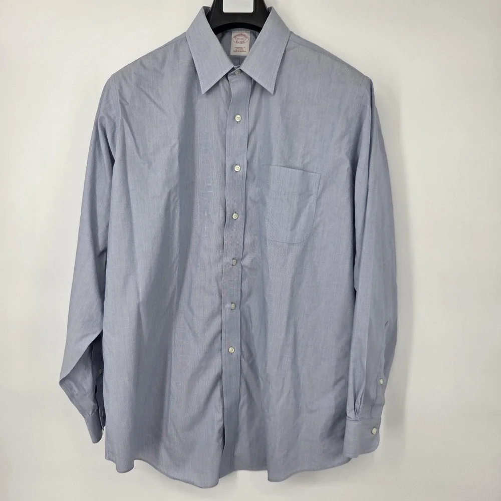 Brooks Brothers Dress‎ Shirt Mens 16.5 - 4/5 Blue Oxford Non Iron Long Sleeve
